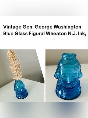 Vintage George Washington Blue Inkwell Wheaton NJ First War in Peace